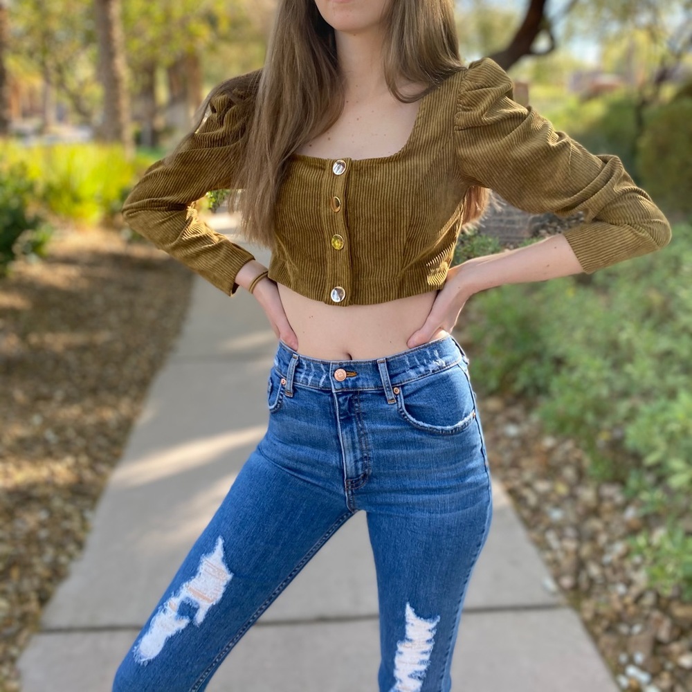 Zara puff sleeve crop top
